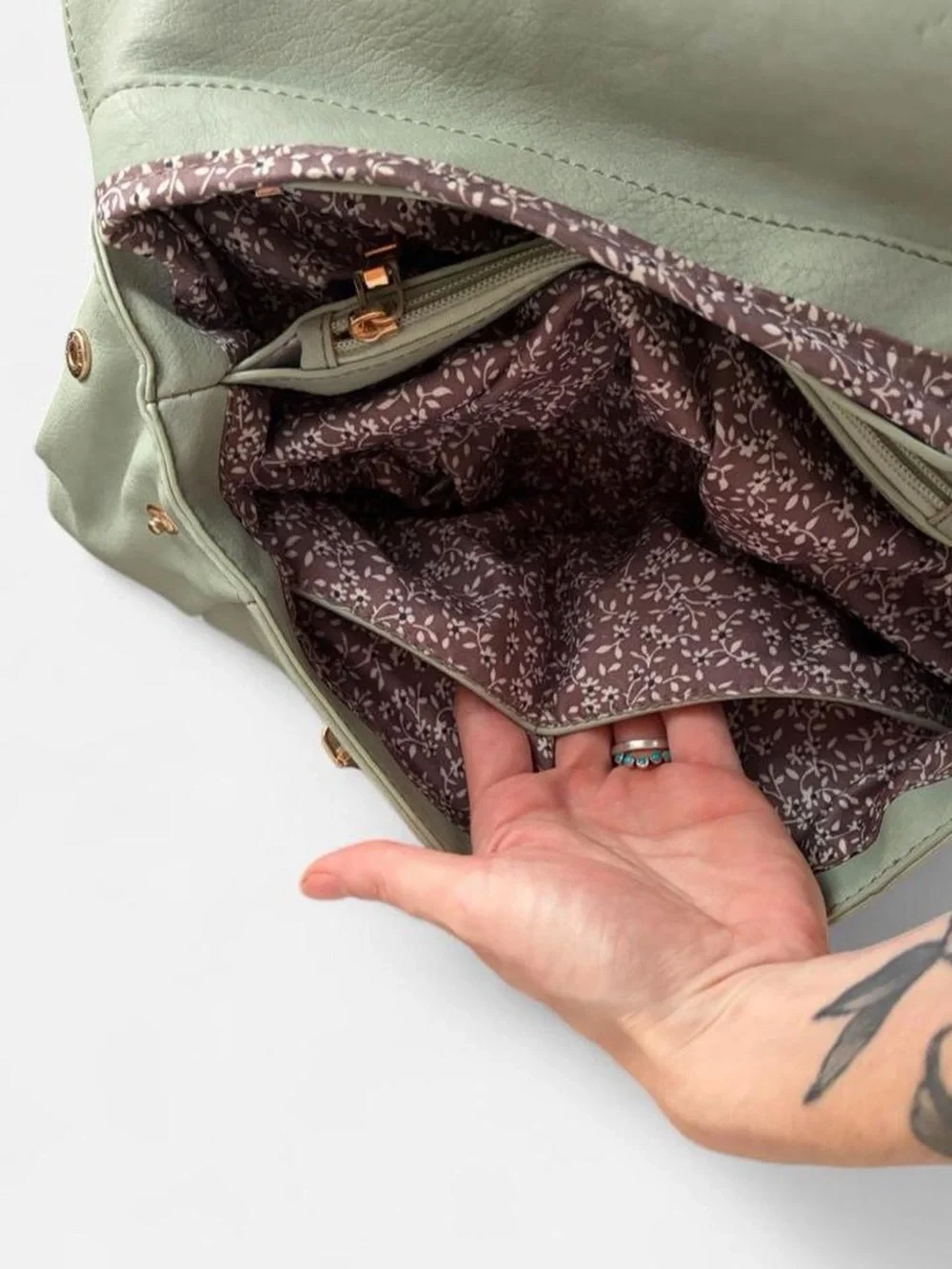 Green Faux Leather Handbag